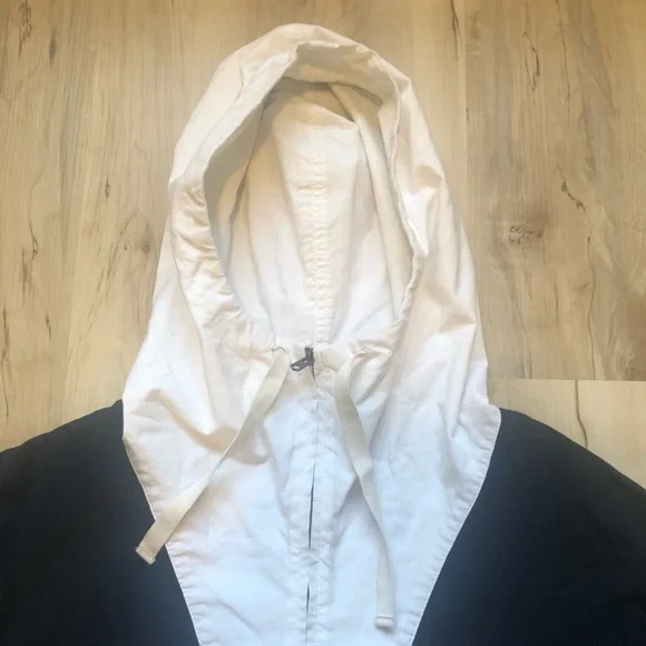 Abercrombie & Fitch Navy Pullover Zip Hoodie with White Hood Cotton Boat Jacket - Picture 6 of 9